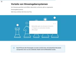 Mithilfe von interaktiven Grafiken lernen Mitarbeitende explorativ die Vorteile der internen Meldekanäle kennen. 