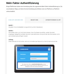 Passwortmanager und Mehr-Faktor-Authentifizierung schützen Ihre Zugangsdaten. 