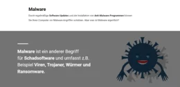 Begriffe wie Malware oder Ransomware werden ausführlich und leicht verständlich erklärt. 