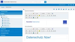 Sie erhalten in der Software regelmäßig neue Newsletter-Ausgaben, mit denen Sie die Beschäftigten für den Datenschutz sensibilisieren. Über einen Editor lassen sich zahlreiche Einstellungen individuell anpassen, etwa das Logo, die Benennung des Newsletters, das Editorial-Foto etc.  