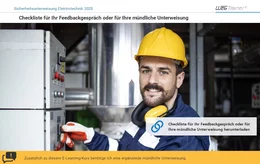 Am Ende des Kurses können die Teilnehmer eine Checkliste herunterladen, in der die Inhalte der Unterweisung aufgezählt werden. Die Teilnehmer können diese Checkliste mit ihren Anmerkungen versehen und in einem persönlichen Gespräch zu den betriebsspezifischen Besonderheiten klären.