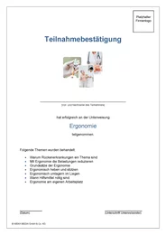 Merkblatt, Fragebogen, Teilnehmerliste und Teilnahmezertifikat sind bei jedem Kurs enthalten.