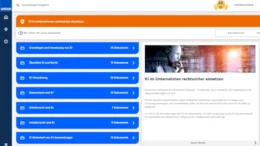 Die Startseite von „KI rechtssicher im Unternehmen einsetzen“ ist der perfekte Einstieg, um schnell und unkompliziert alle wichtigen Infos und wertvolle Impulse für Ihre KI-Projekte zu entdecken!