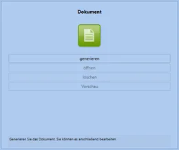 Zum Schluss erstellen Sie Ihren Abschlussbericht. Wählen Sie zunächst das gewünschte Dokument aus. Klicken Sie anschließend unter „Dokument“ auf den Button „generieren“. Die Software erstellt ein Word-Dokument, das Sie direkt bearbeiten und anpassen können – zum Beispiel mit Ihrem Logo oder individuellen Kommentaren.