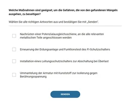 Interaktive Übungen animieren die Elektrofachkräfte ständig zur bewussten Teilnahme und verankern das Gelernte. 