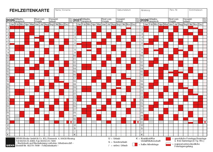 Fehlzeitenkarten 