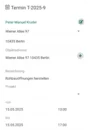 Übersichtliche Terminvergabe an Mitarbeiter für optimierte Betriebsauslastung. Berücksichtigung von Krankheits- und Urlaubstagen in der Terminplanung.