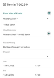 Übersichtliche Terminvergabe an Mitarbeiter für optimierte Betriebsauslastung. Berücksichtigung von Krankheits- und Urlaubstagen in der Terminplanung.
