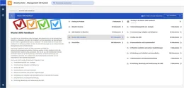 Der Teil „Muster-AMS-Handbuch“ führt Sie Schritt für Schritt durch die Kernthemen des Arbeitsschutzes. Die einzelnen Schritte orientieren sich am nationalen Leitfaden für Arbeitsschutzmanagementsysteme.