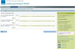 Sie können jederzeit die Zusammenpackung der Gefahrgüter für Ihre Beförderung überprüfen