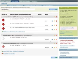 Mit der Ladeliste der ausgewählten Gefahrgüter haben Sie jederzeit den vollen Überblick