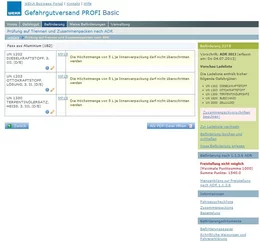 Sie können jederzeit die Zusammenpackung der Gefahrgüter für Ihre Beförderung überprüfen