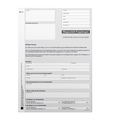 Wegeunfall Fragebogen 