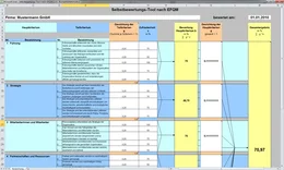 Das Selbstbewertungs-Tool ermöglicht es Ihnen, Ihr Unternehmen zu bewerten, und zwar nach den Maßstäben der im EFQM-Modell für Excellence vorgesehenen Selbstbewertung oder nach individuellen, unternehmensspezifischen Vorgaben. Auf Basis der Ergebnisse können Sie gezielte Optimierungsmaßnahmen planen und umsetzen.