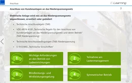 Welche Regeln und Vorschriften Sie beachten müssen, wenn Sie als Elektrofachkraft eine Ladeeinrichtung für Elektrofahrzeuge an das Niederspannungsnetz anschließen wollen. Mit Klick auf die Rubriken erfahren Sie mehr über den Anschluss von Kundenanlagen und deren Betrieb.