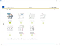 Sie haben die Möglichkeit, sich die Demo-Version kostenlos herunterzuladen, um sich so selbst ein Bild von dem E-Learning-Kurs zu machen. In der Demo-Version ist das erste Modul für Sie freigeschaltet. Das Herunterladen der Demo-Version verpflichtet Sie nicht zum Kauf.